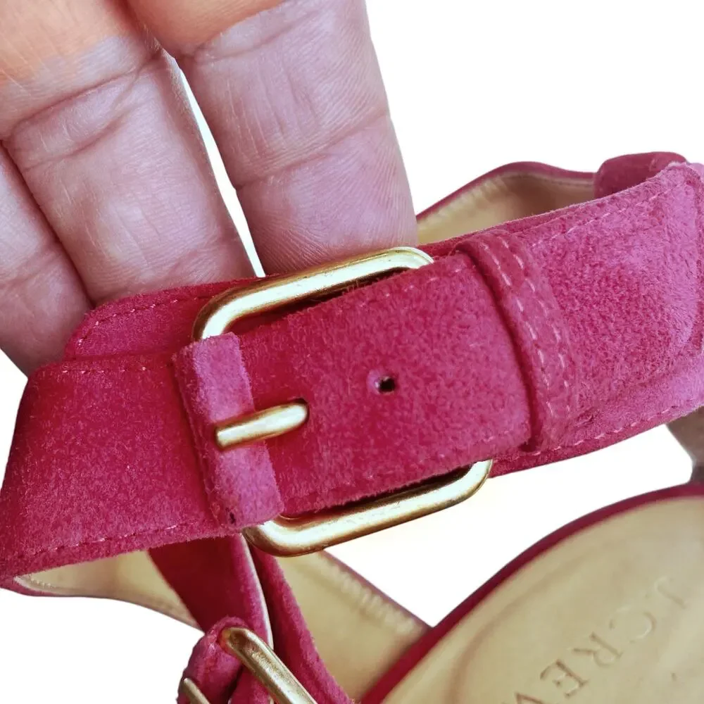 J.Crew Vintage Y2K Fuchsia Suede Made in Italy Ankle Strap Cone Heel Sandals